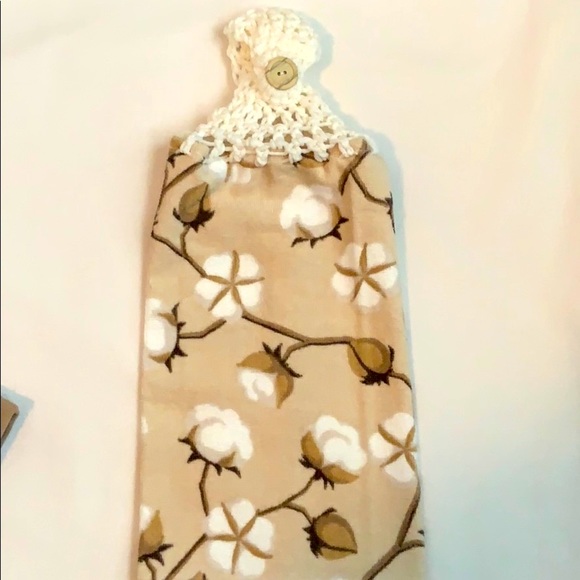 Hand Crafted Two Crocheted Top Hanging Kitchen or Bathroom Hand Towels - Picture 2 of 5